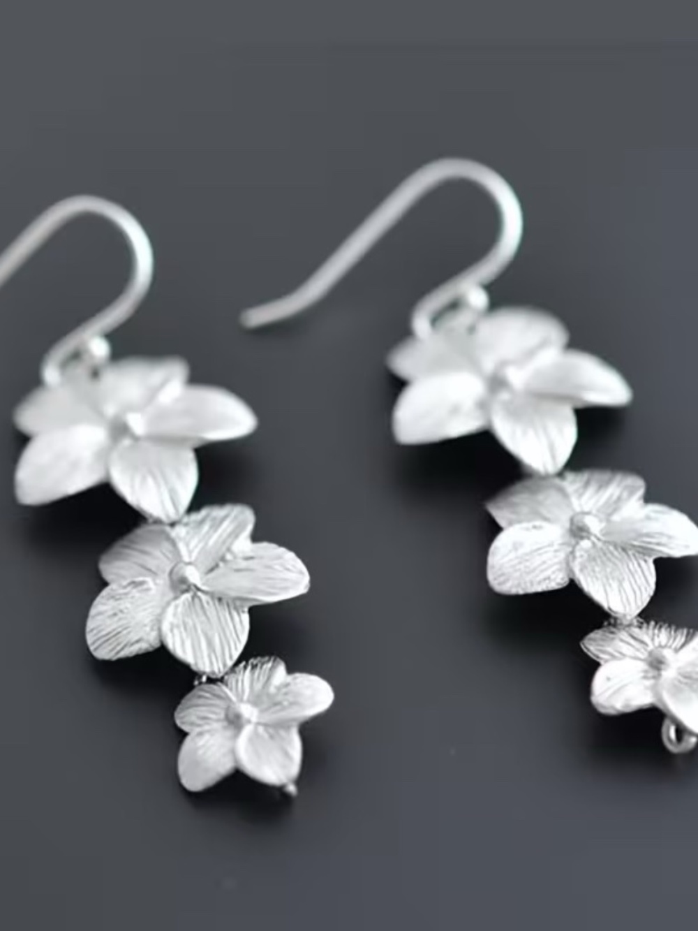 Silver Floral Drop Earrings